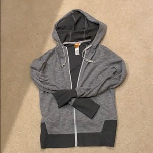 Lucy brand full zip hooded grey sweatshirt